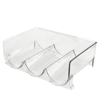 Flaskestativ til kjøleskap, plass til 3 flasker, transparent