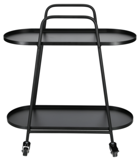 Trillevogn med 2 hyller, svart stål