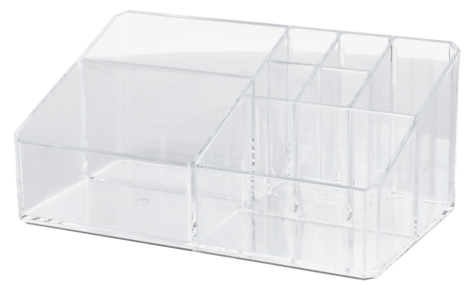 Sminkeorganisator med 8 rom i gjennomsiktig plast