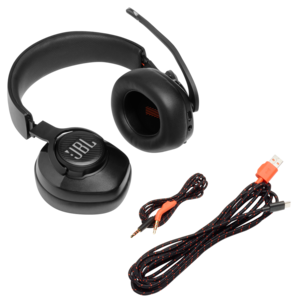 JBL Quantum 400 -langattomat pelikuulokkeet, joissa RGB, surround-tekniikka ja DTS.