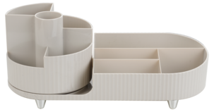 Pyörivä beige meikkiteline, iso, 34,5 x 14,7 x 14,3 cm