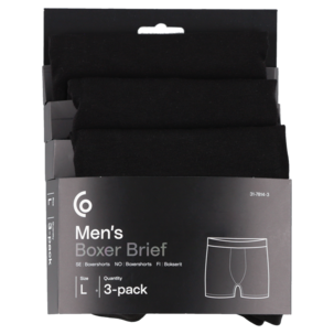 Boxershorts herre bomull, 3-pakning, flere størrelser
