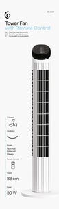 Tårnvifte med fjernkontroll, 50 W, hvit, 88 cm