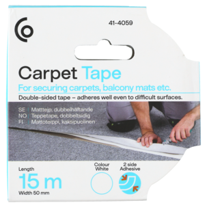 Mattejp vit, dubbelhäftande tejp, 50 mm x 15 m