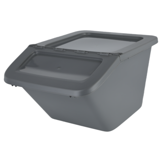 Oppbevaringskasse i plast med foldbart lokk, utendørs, grå