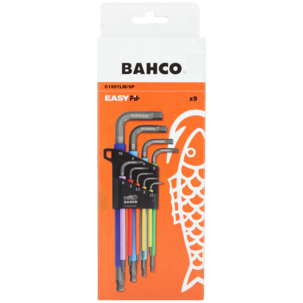 Bahco unbrakonøkkel 1,5–10 mm fargekodede, 9 deler