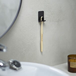 Hållare för tandborste självhäftande, mattsvart