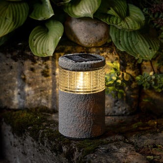 Northlight solcellebelysning minipullert i stein-look 30 cm