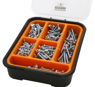 Heco plåtskruv i sortimentslåda, 210-pack
