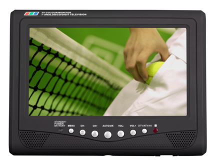 7" LCD-TV. Inbyggd analog och digital tv-mottagare