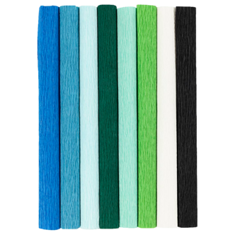Creativ Company kreppapir blått/grønt 25x60 cm 8-pakning