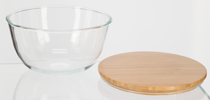 Glasskål med trälock