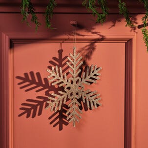 Glitrende snøfnugg 25 cm champagne