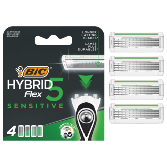 BiC Hybrid Flex 5 Sensitive barberblad, 4-pakning