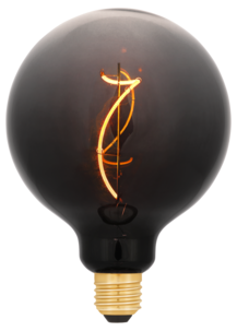 Rökfärgad globlampa dimbar LED G125 E27 Smokey, svart