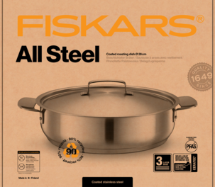 Fiskars All Steel Paistovuoka, jossa kansi, ruostumatonta terästä