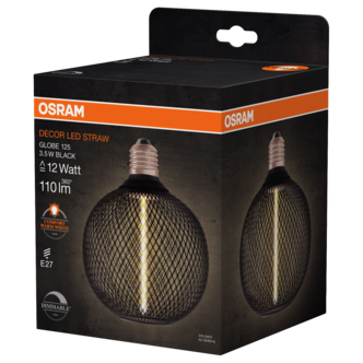 Osram Decor Black LED E27 Straw rakt filament dimbar