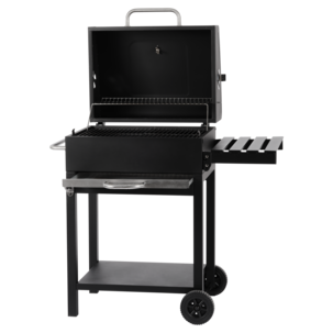 Kullgrill med hjul, lokk og sidebord