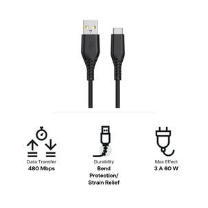USB-C-kaapeli 2 m USB-A–USB-C, Clas Ohlson