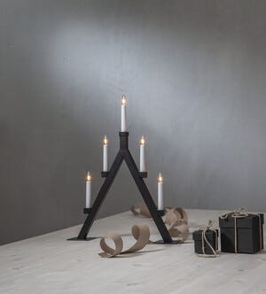 Adventsljusstake Oliver 5-armad LED svart metall, 55 cm