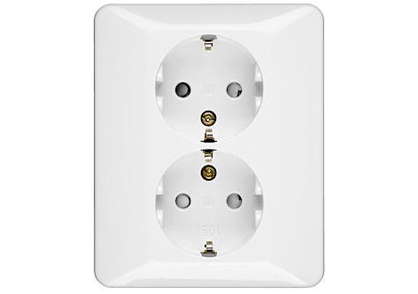 2-vägs infällt vägguttag med låg profil ELKO RS