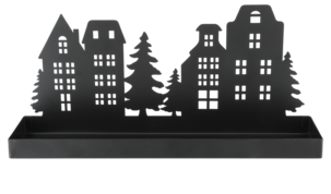 Ljusfat hus, svart metall