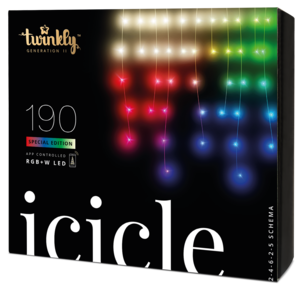Twinkly Icicle RGB+W LED 5 m istappsslinga utomhus / inomhus.