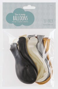 Ballonger, gull/sølv miks 10-pk