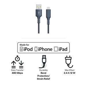 Tygklädd USB-A till Lightning laddkabel för iPhone 1,5m Clas Ohlson