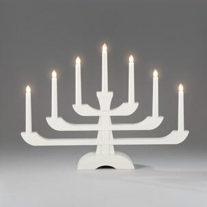 Adventsljusstake LED trä 7-armad, vit, Konstsmide, 33 cm