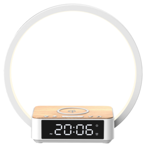 Vekkerklokke digital med Wake-up Light og Qi