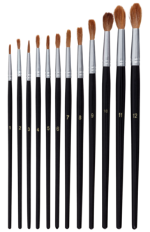 Sang pensler, hobby/akvarell, 12-pack