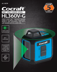 Cocraft HL360V-G Ristilinjalaser, 360 astetta, vihreä ristilinjalaser