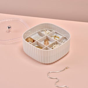 Empire smyckeskrin, 2 smyckesbrickor och bottenfack, beige