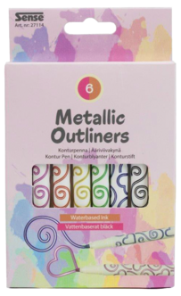 Sense Fantasy Outliner metallic fiberpennor, 6-pack