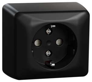 ELKO RS 1-vägs utanpåliggande vägguttag svart