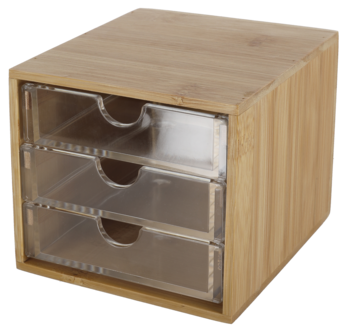 Sminkeoppbevaring med 3 skuffer, bambus