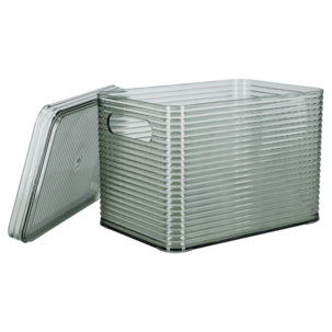 Stabelbar oppbevaringsboks med lokk, transparent grønn