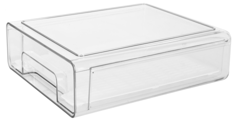 Stapelbar kylskåpsförvaring med låda, transparent