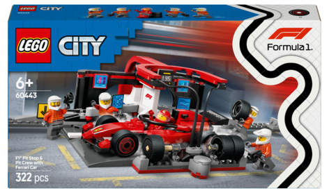 LEGO City F1 depåstopp & depåteam med Ferraribil 60443, från 6 år