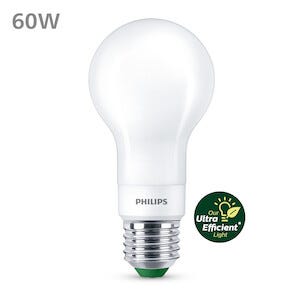 Dimbar varmhvit LED-pære E27 A60 4 W, Philips Ultra Efficient