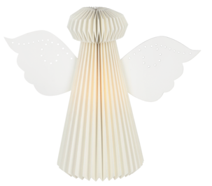 Dekorasjonsengel i hvitt papir, 35 cm