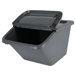 Förvaringslåda plast med vikbart lock, utomhus, grå