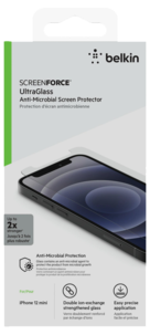 Näytönsuoja iPhone 12 mini, Belkin ScreenForce UltraGlass Anti-Microbial
