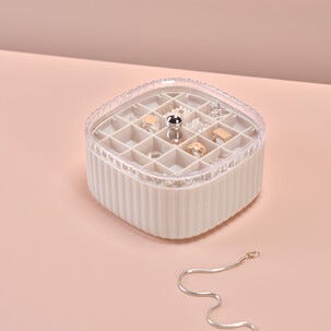 Empire smyckeskrin, 2 smyckesbrickor och bottenfack, beige