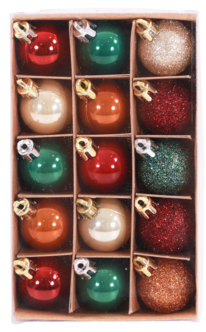 Joulupallot 3 cm 15 kpl