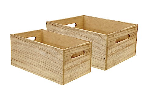 Trälådor  med handtag, 2-pack