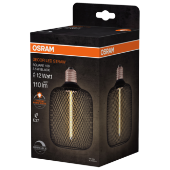 Osram Decor Black LED E27 Straw rakt filament dimbar