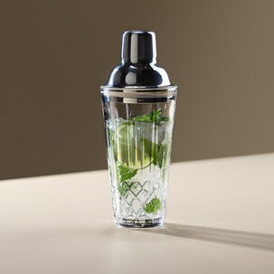 Shaker drink og cocktail, glass og rustfritt stål, 400 ml