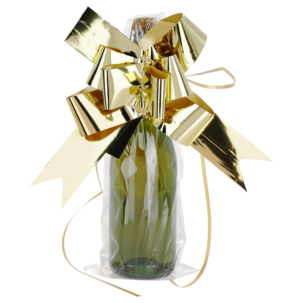 Presentförpackning flaska guld med rosett, 2-pack